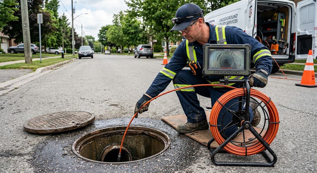 sewer line damage before excavation in Waterloo, IL.